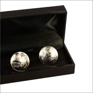 Coin cufflinks: Ten cent - Aotearoa.co.nz - Maori mask