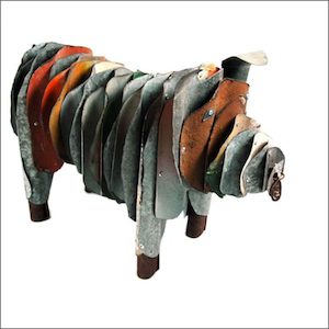 Corrugated iron piglet - Aotearoa.co.nz - Cute little piglet