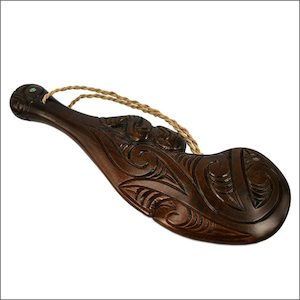 Carved wooden wahaika club - Aotearoa.co.nz