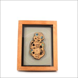 Contemporary Maori art. Framed Maori tiki, small. - Aotearoa.co.nz