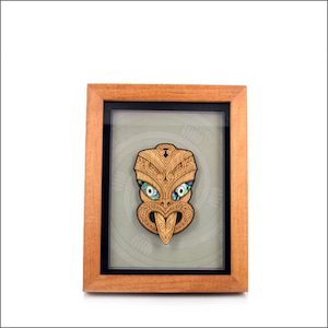 Contemporary Maori art. Framed Maori wheku, small - Aotearoa.co.nz