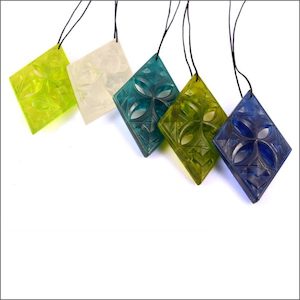 Products: NZ resin tapa pendants - Bright Pacific pendants - Aotearoa.co.nz