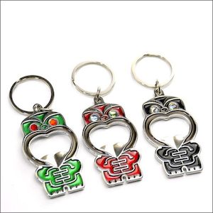 Tiki keyring bottle openers - Green, red or black - Aotearoa.co.nz