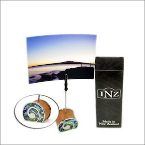 Koru photo holders with paua inlay - Aotearoa.co.nz