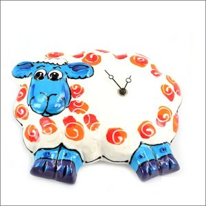 Ceramic sheep clocks. Ceramic wall clocks. - Aotearoa.co.nz