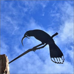 Metalbird silhouette of Huia - Cool metal birds Aotearoa.co.nz