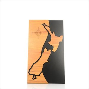 Wall art. Aotearoa - New Zealand wall hanger from rimu veneer - Aotearoa.co.nz