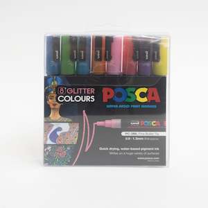 Artist supply: Posca PC-3M Fine Glitter Pens Set of 8