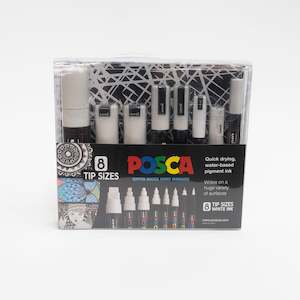 Posca Marker White Set Pack of 8 Tip Sizes