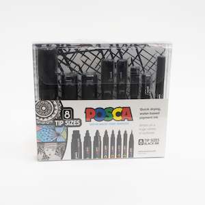 Posca Marker Black Set of 8 Tip Sizes