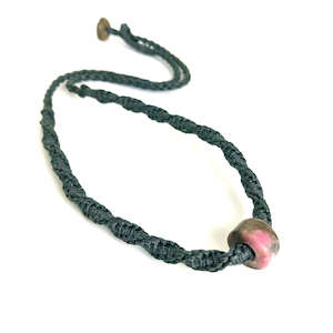 Rhodonite GeoBraid Bead Necklace