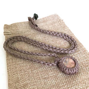 Rhodonite GeoBraid Kopae/Disc Necklace