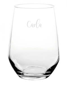 Engraved Glassware: Stemless Wine Glass (Name only) - Script font 2