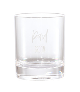 Engraved Glassware: Lowball Whiskey Glass - Script font 1 (Name + Title)