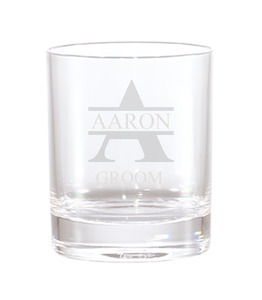 Engraved Glassware: Engraved Personalised Lowball Whiskey Glass - Split Monogram (Name + Title)