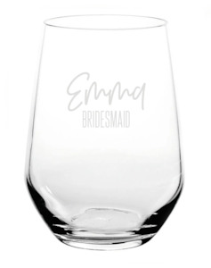 Stemless Wine Glass (Name + Title) - Script Font 1