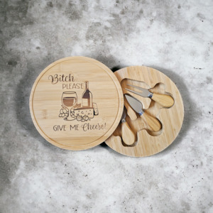 Bitch please, give me Cheese - Bamboo Cheese Board & Knife Set