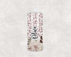 Leopard Rose Boho Personalised Tumbler 15oz (443mls)