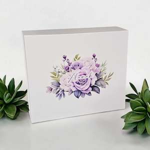 Magnetic Closure Proposal Boxes: Personalised Gift Box | Purple Floral Themed