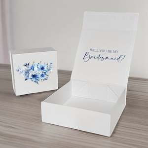 Blue Floral Themed Personalised Bridesmaid Proposal Box