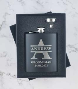 Personalised Black Hip Flasks - Split Monogram