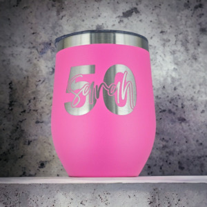 Personalised Birthday Milestone Laser Engraved Stemless Wine Tumbler