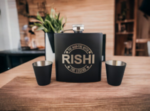 Personalised "The Man, The Myth, The Legend" - Hip Flask Gift Set