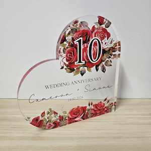 Engagement Wedding Gifts: Personalised Anniversary Acrylic Heart Keepsake