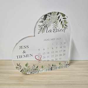 Personalised Acrylic Wedding Date Heart Keepsake