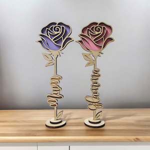 Personalised Wooden Rose with Name