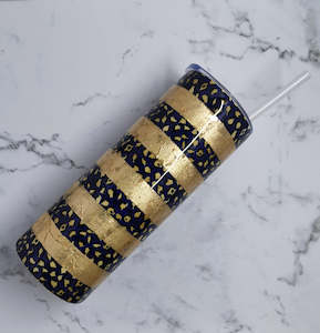 Navy & Gold Foil Leopard Print Tumbler - 20oz Skinny