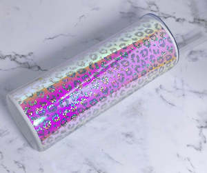 Holographic Leopard Resin Finish Tumbler - 20oz Skinny