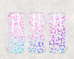 Sublimation Printed Tumblers: Rainbow Leopard Tumbler 15oz (443mls)