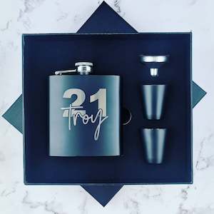 Birthday Milestone Personalised Hip Flask Gift Set