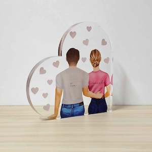 Engagement Wedding Gifts: Personalised Couples Acrylic Freestanding Heart