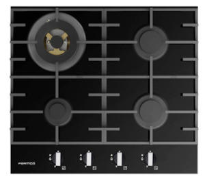 Parmco 600mm Hob, 3 Burner + Wok, Gas, Black Glass HO76GGW4