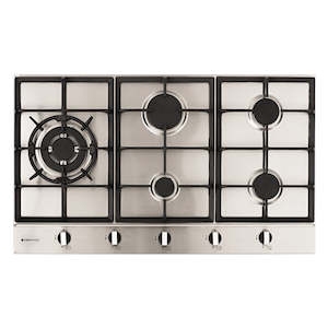 900mm Hob, 4 Burner + Wok, Gas, Stainless Steel HO-2-9S-4GW