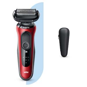 Series 6 60-R1000S SensoFlex Shaver + Travel , Red.