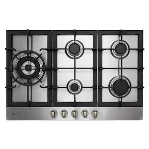 Household appliance: 770mm Gas Hob, 4 Burner + WOK, Stainless Steel HO-6-77S-4GW