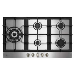 Household appliance: 900mm Gas Hob, 4 Burner + Wok, Stainless Steel HO-6-9S-4GW