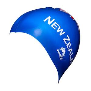 Swim Caps: Aqualine NZ Flag Silicone Adult Swim Cap