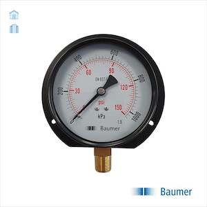 Baumer 100mm Black steel pressure gauge