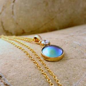 necklaces: Pearl Azure Moon Necklace - 9ct