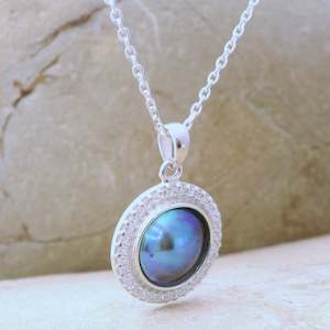 Pendants: 12. Pearl Blue Essence Necklace - December Aurora Pearl