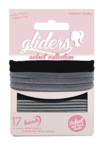 Hair Accessories: Gliders - Velvet Black/Grey Hairties