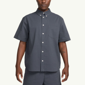 Clothing: Nike Life SS Seersucker Button-Down Shirt - 'Anthracite'