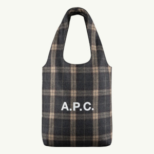 Clothing: Ninon Wool Tote Small - Anthracite Check