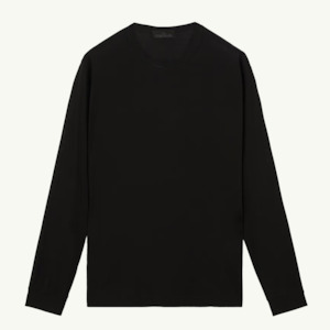 Clothing: T-Shirt LS Garment Dyed Ghost Logo - Black 2981