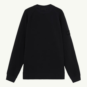 Clothing: Sweatshirt Organic Cotton Raglan Crew Ghost Patch - Black 2981