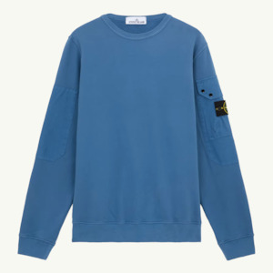 Sweatshirt Crew Patch Sleeve Pocket - Dark Blue 2481